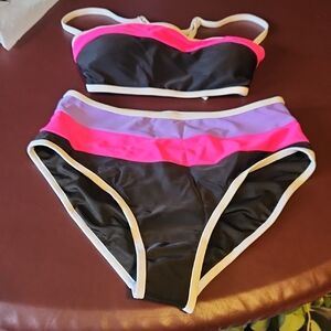 Chic Pink and Black Bikini Set